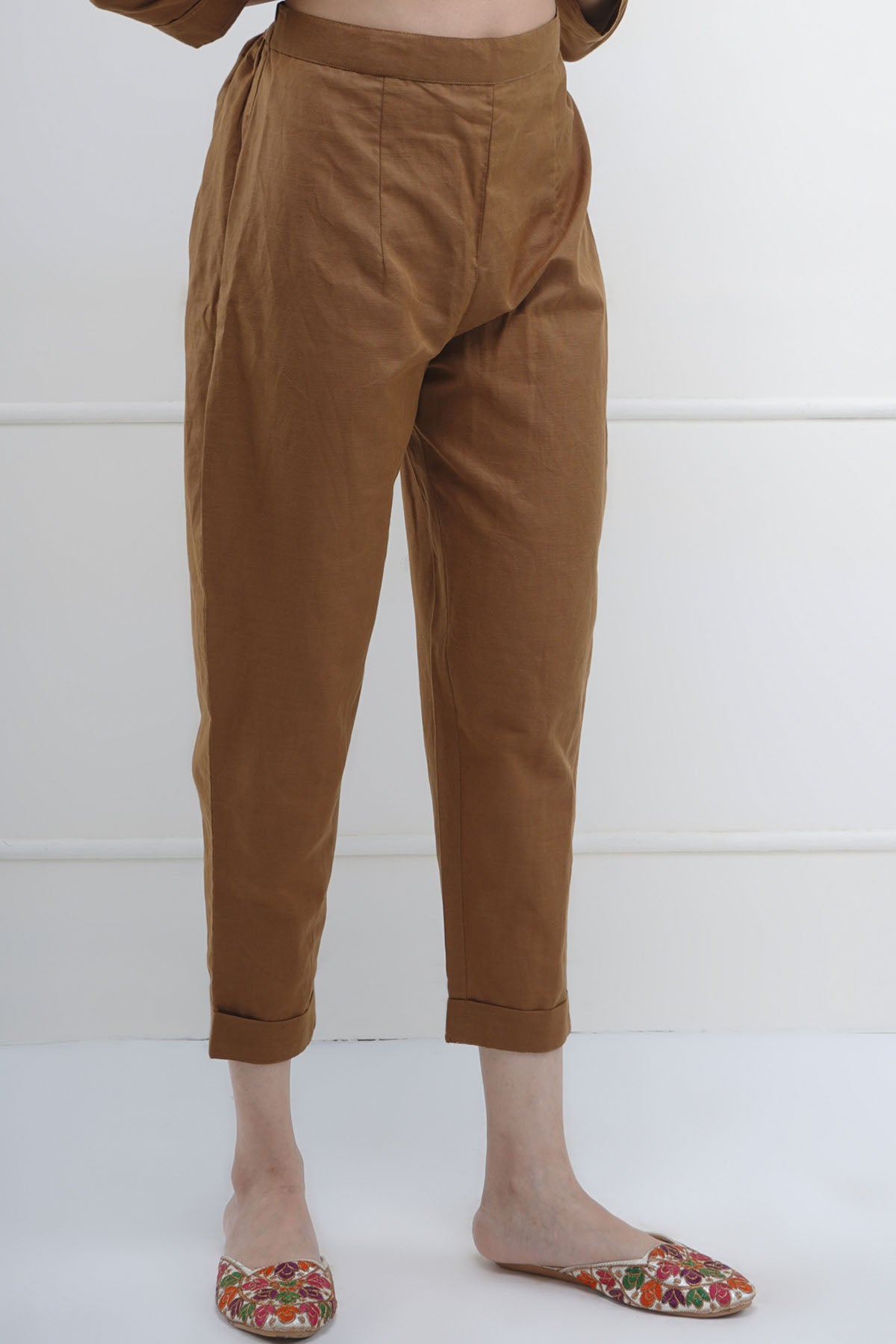 Brown Embroidered Kurta & Pant