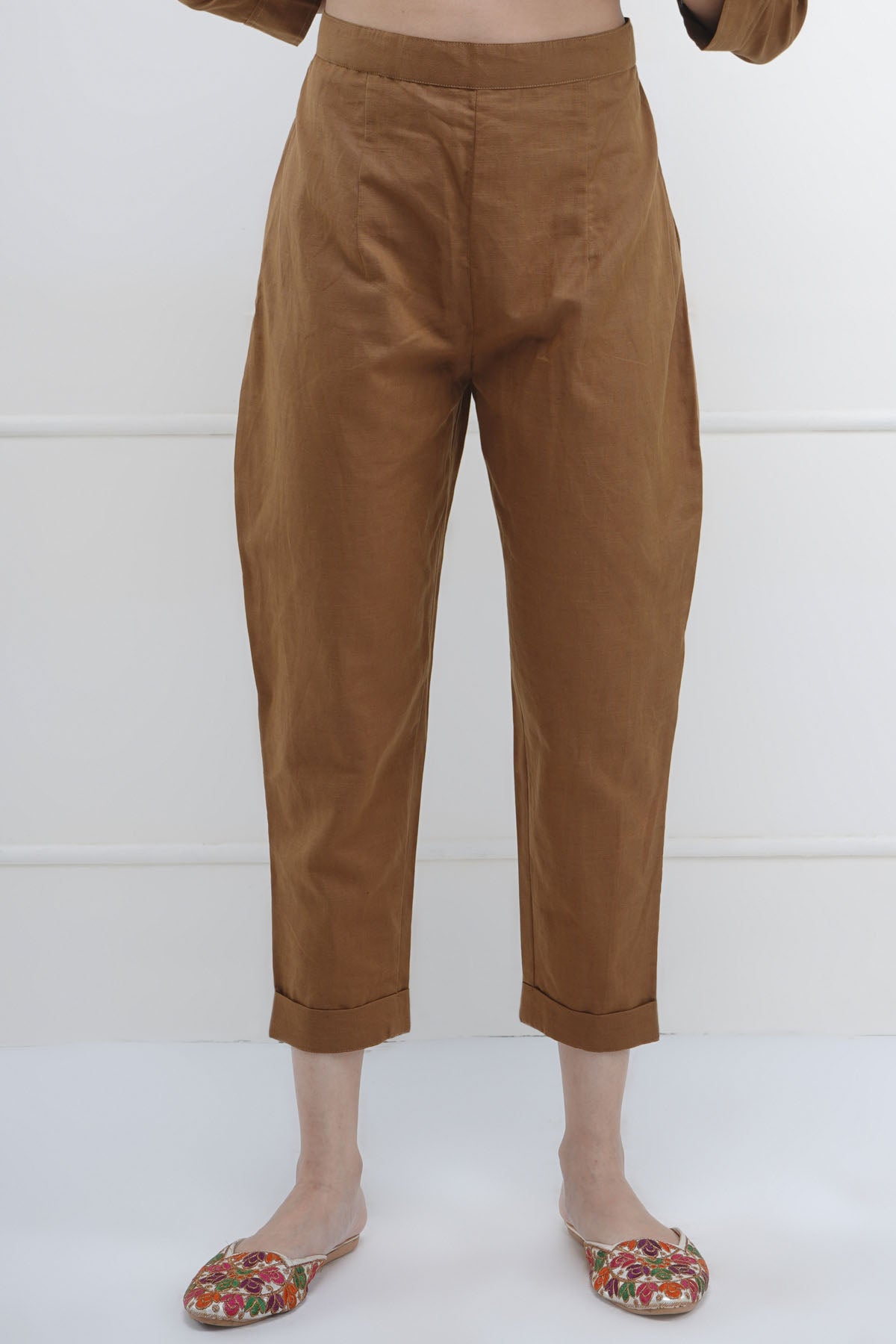 Brown Embroidered Kurta & Pant