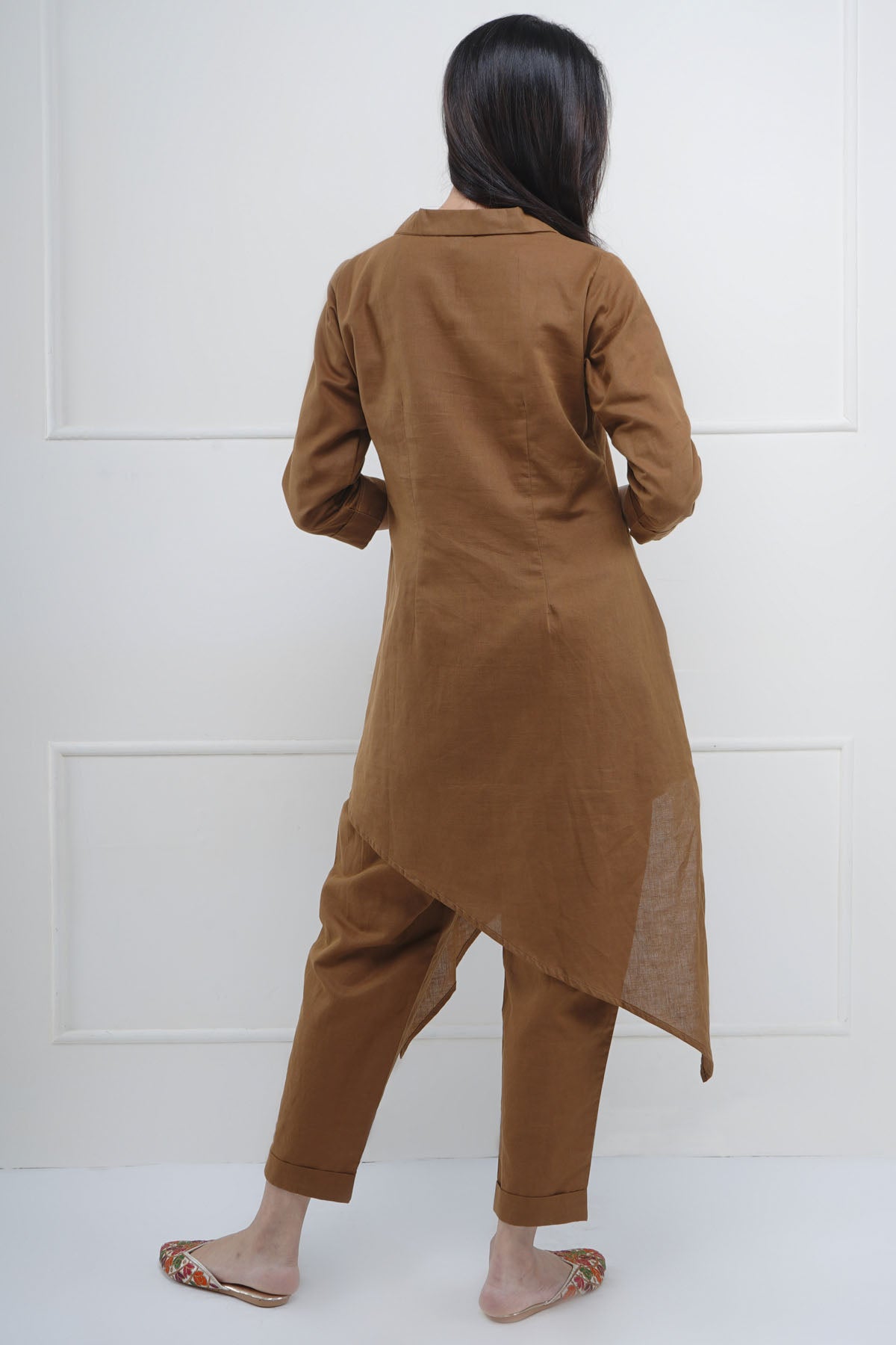 Brown Embroidered Kurta & Pant