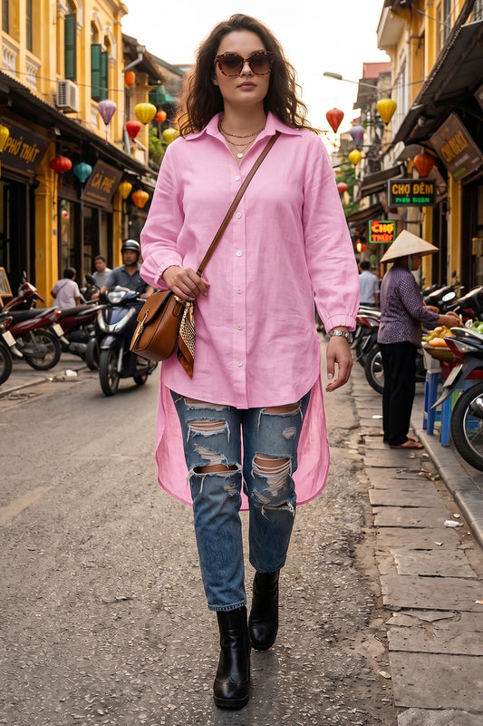 Carnation Pink High Low Shirt