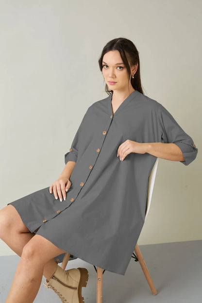 Cement Cotton Oversized Dress SNEHA B
