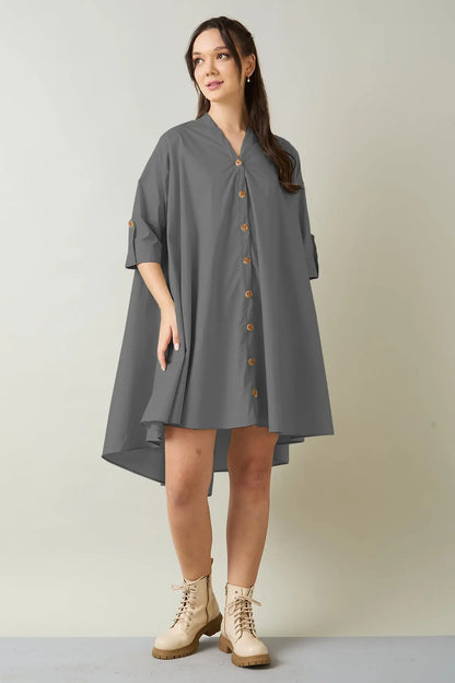 Shop Cement Cotton Oversized Dress by SNEHA B