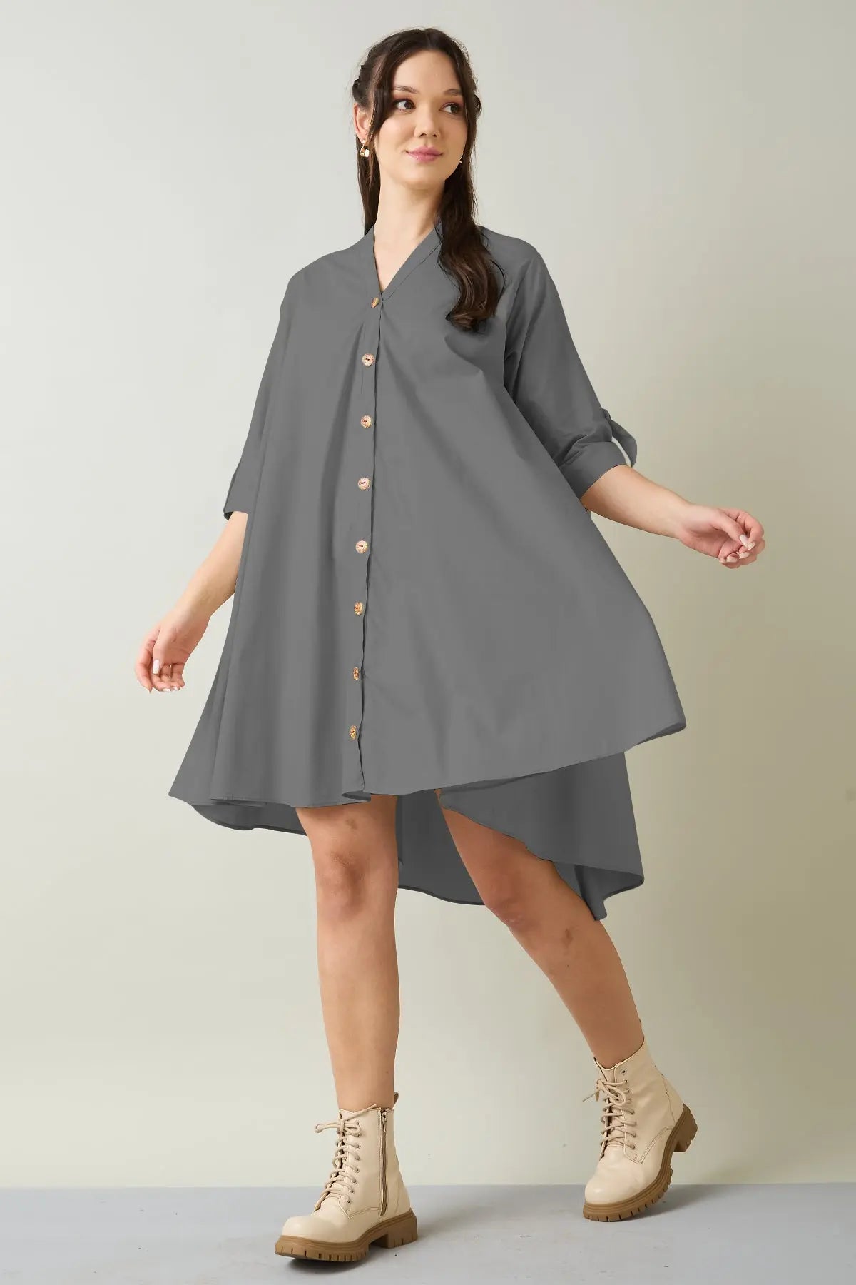 Cement Cotton Oversized Dress SNEHA B