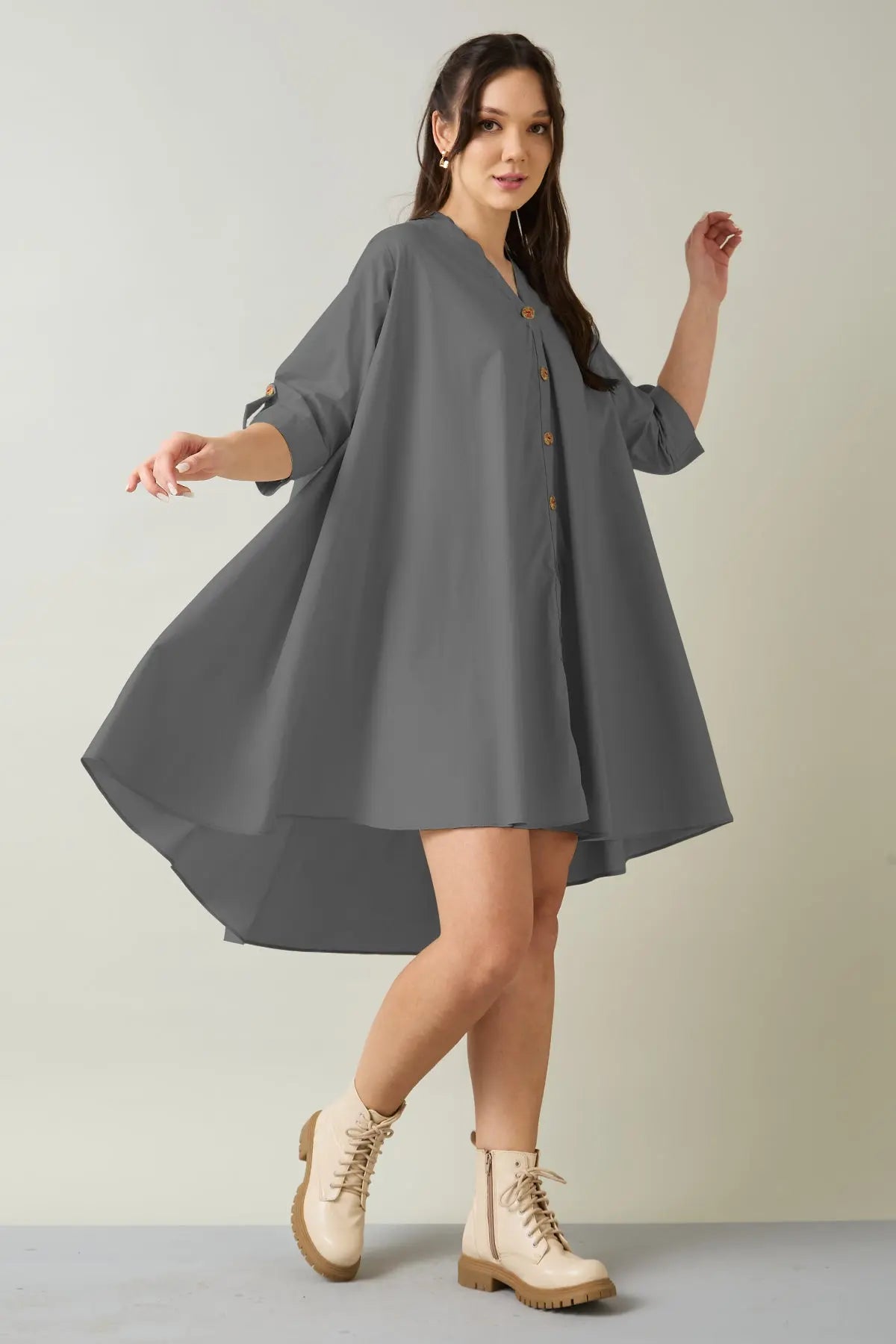 Cement Cotton Oversized Dress SNEHA B