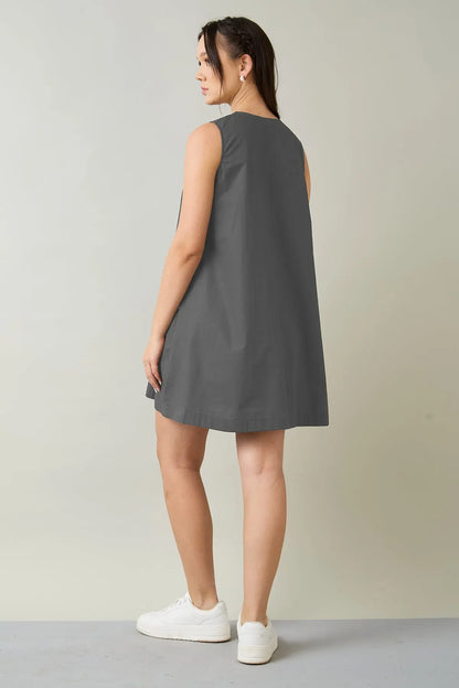 Cement Cotton Sleeveless Dress SNEHA B