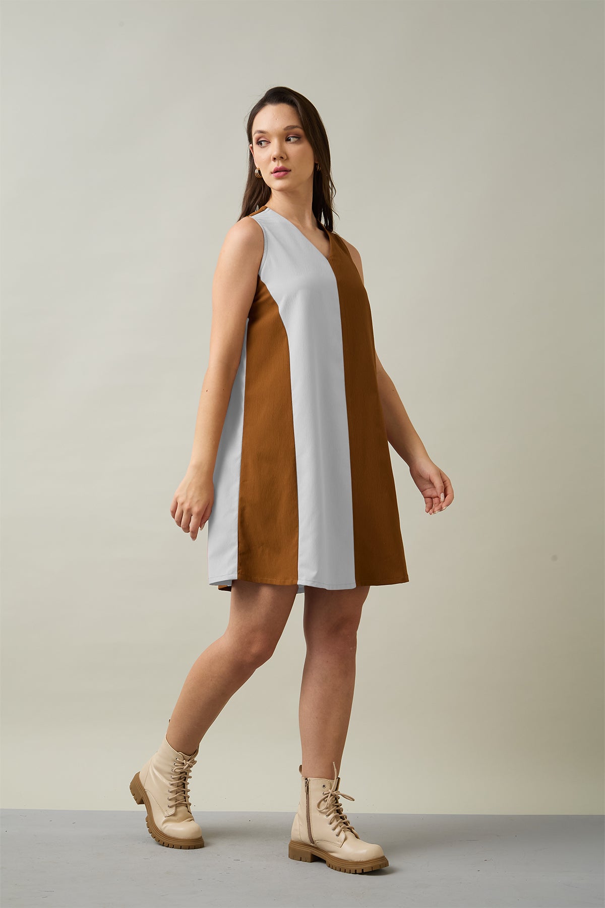 Chalk & Brown Colorblock Dress