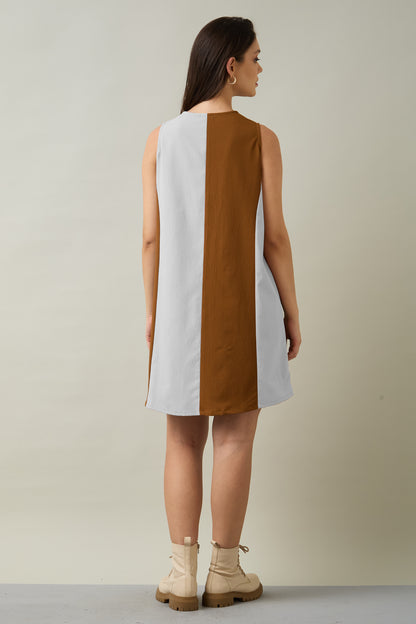 Chalk & Brown Colorblock Dress