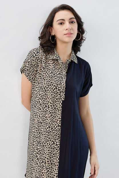 Cheetah Print Colorblock Dress
