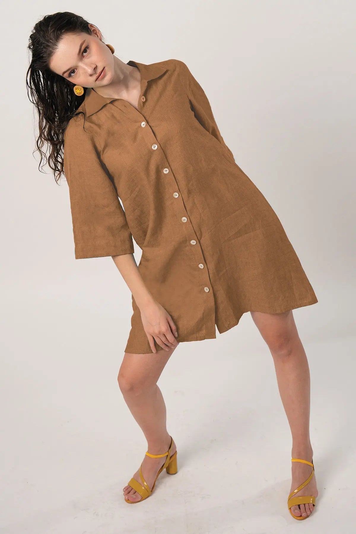 Cinnamon Buttoned Shirt Dress SNEHA B