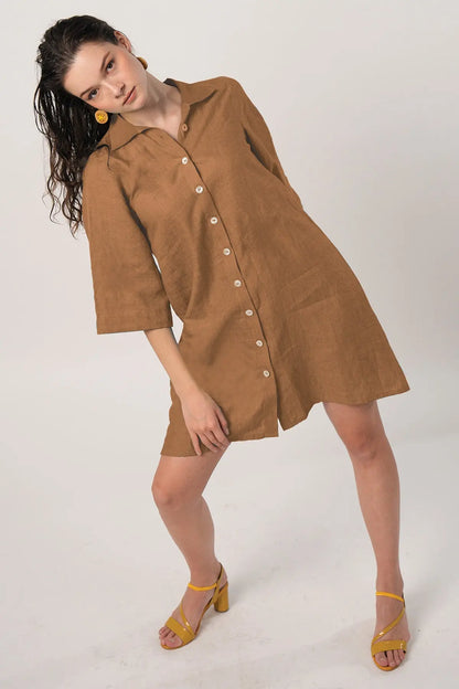 Cinnamon Buttoned Shirt Dress SNEHA B