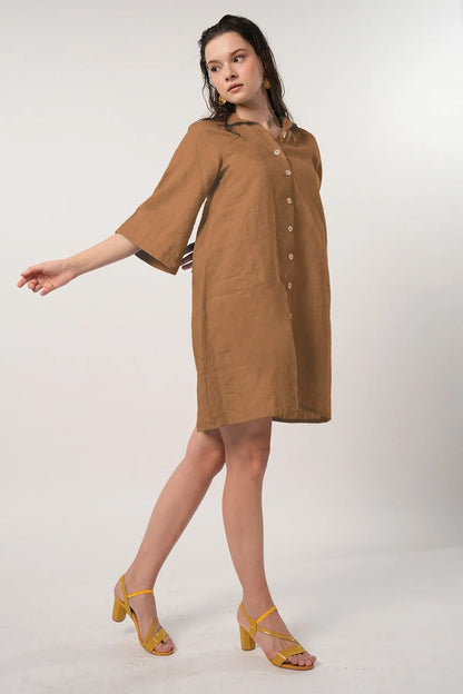 Cinnamon Buttoned Shirt Dress SNEHA B