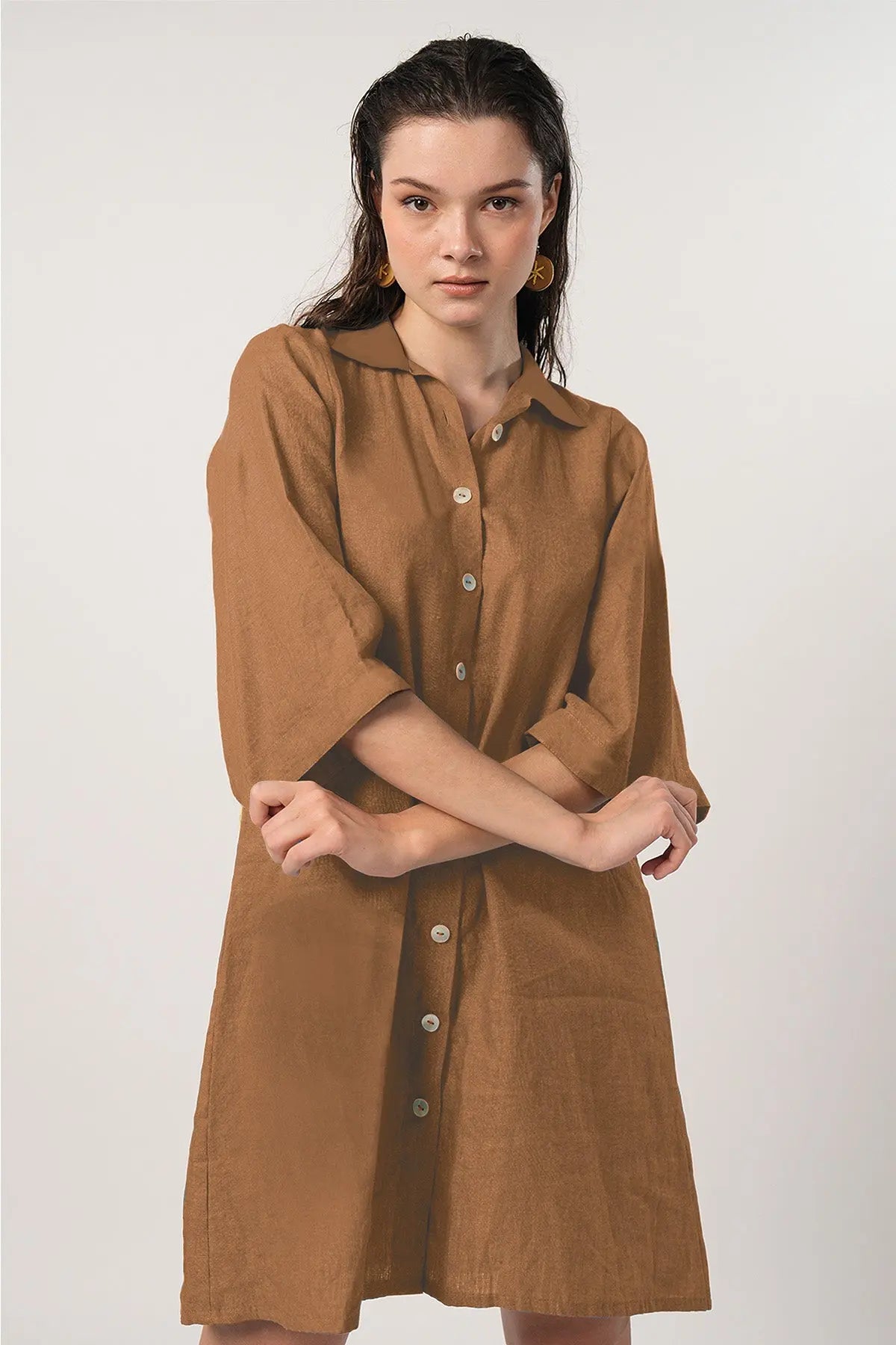Cinnamon Buttoned Shirt Dress SNEHA B