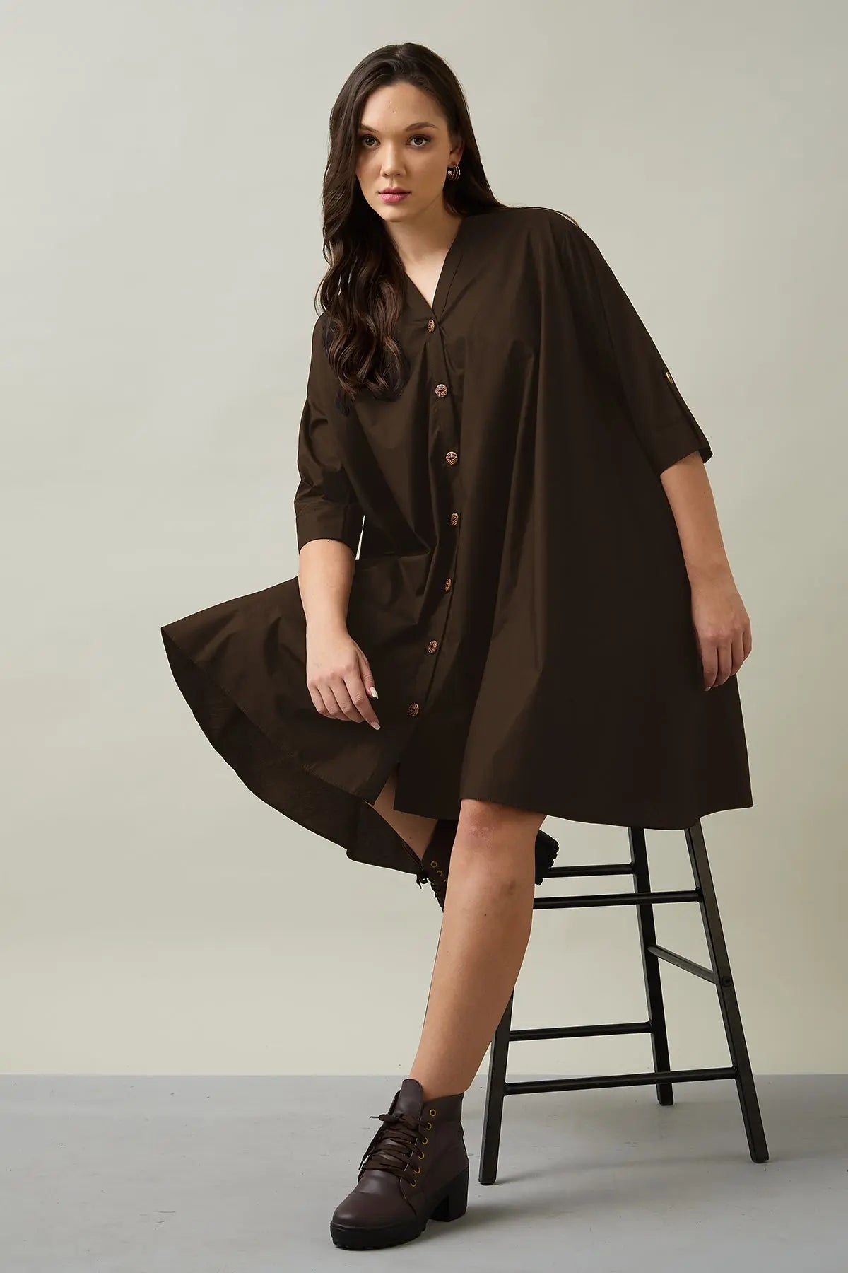 Coffee Cotton Oversized Dress SNEHA B