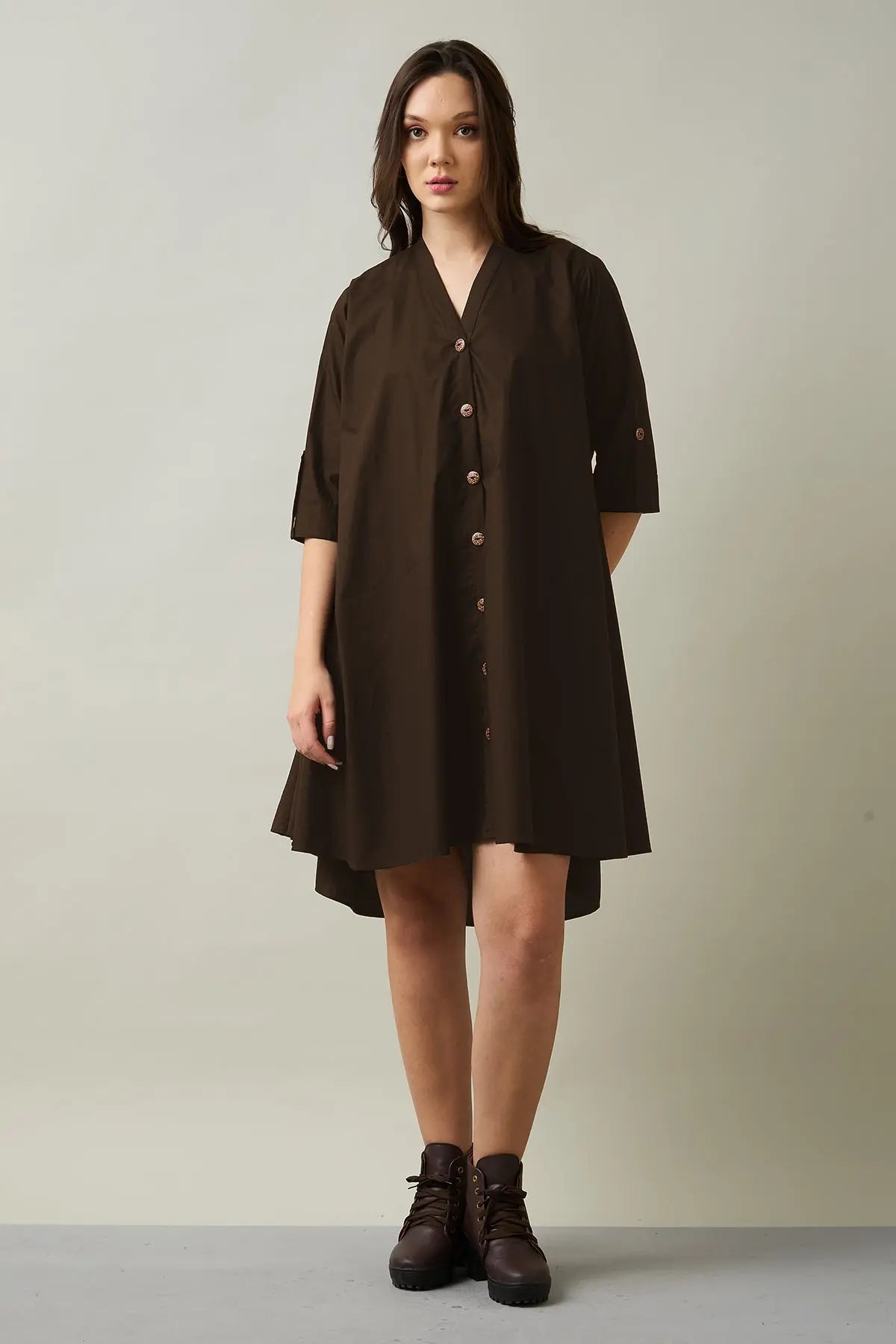 Shop Coffee Cotton Oversized Dress by SNEHA B