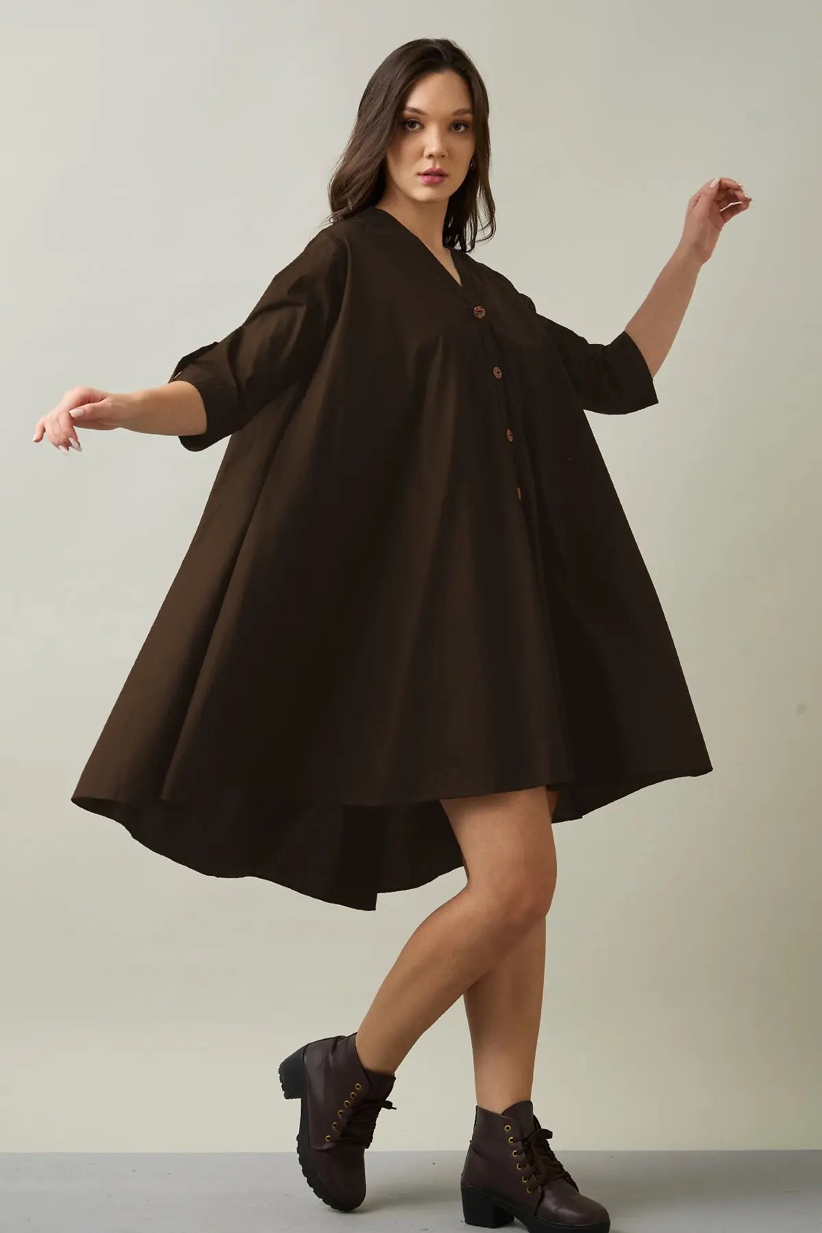 Coffee Cotton Oversized Dress SNEHA B