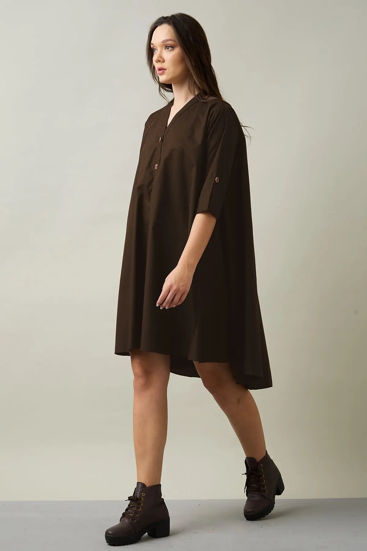 Coffee Cotton Oversized Dress SNEHA B