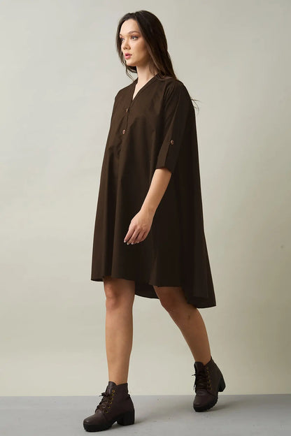 Coffee Cotton Oversized Dress SNEHA B