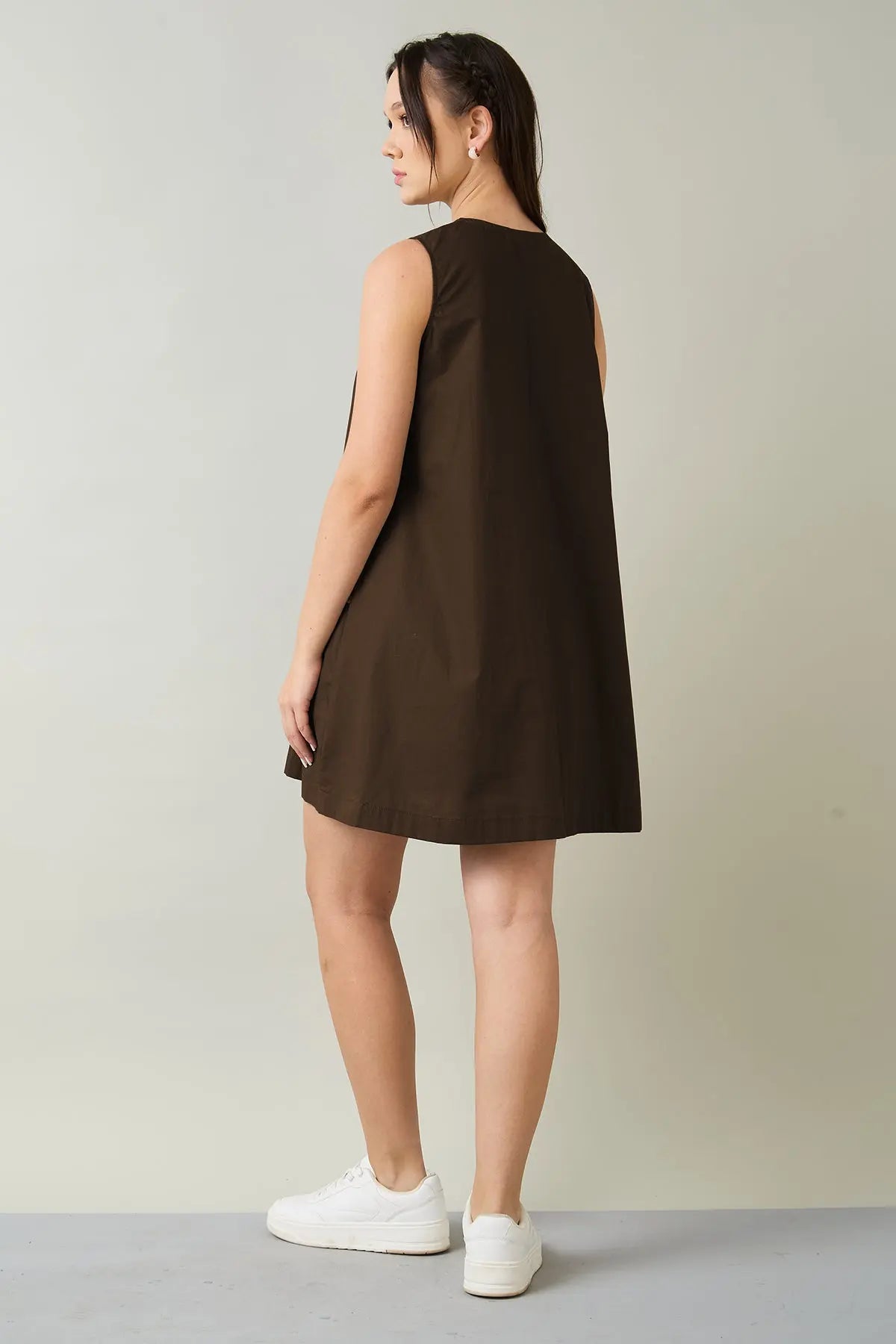 Coffee Cotton Sleeveless Dress SNEHA B