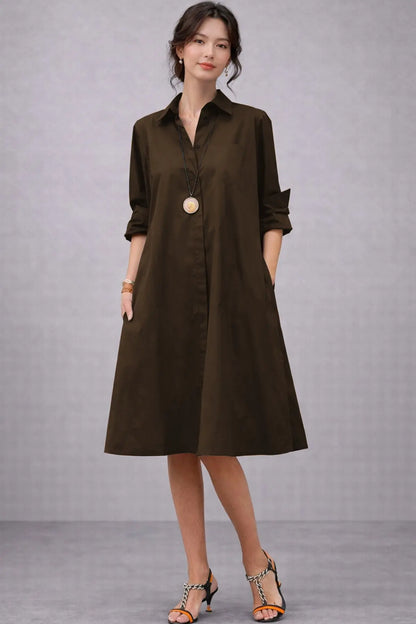 Shop Coffee Knee Length Shirt Dress for women by SNEHA B