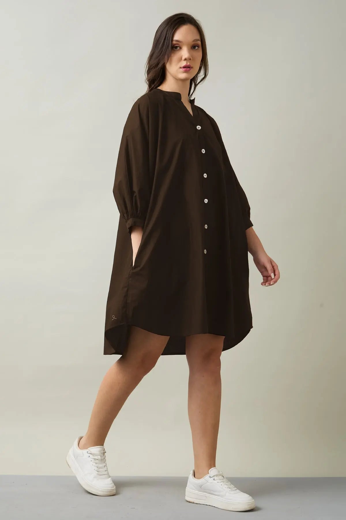 Coffee Relax Shirt Style Dress SNEHA B