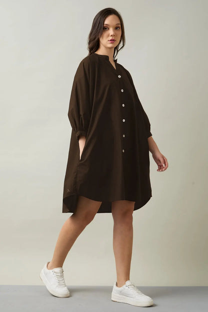 Coffee Relax Shirt Style Dress SNEHA B