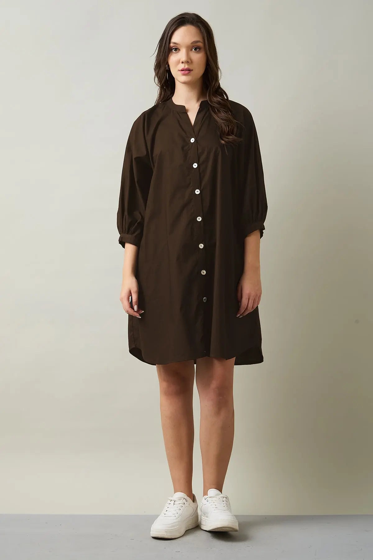 Coffee Relax Shirt Style Dress SNEHA B