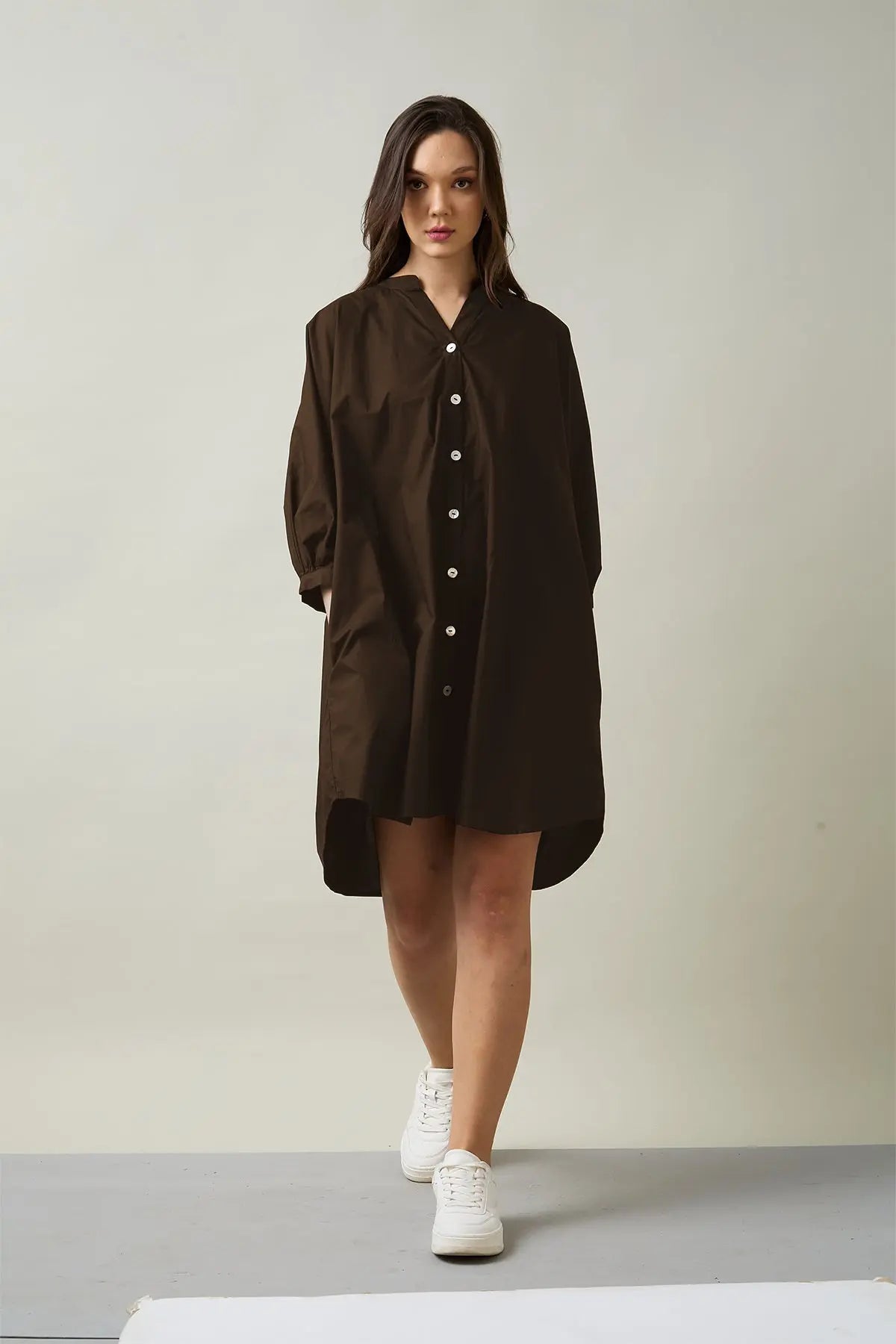 Coffee Relax Shirt Style Dress SNEHA B