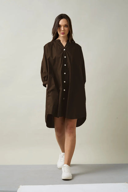 Coffee Relax Shirt Style Dress SNEHA B