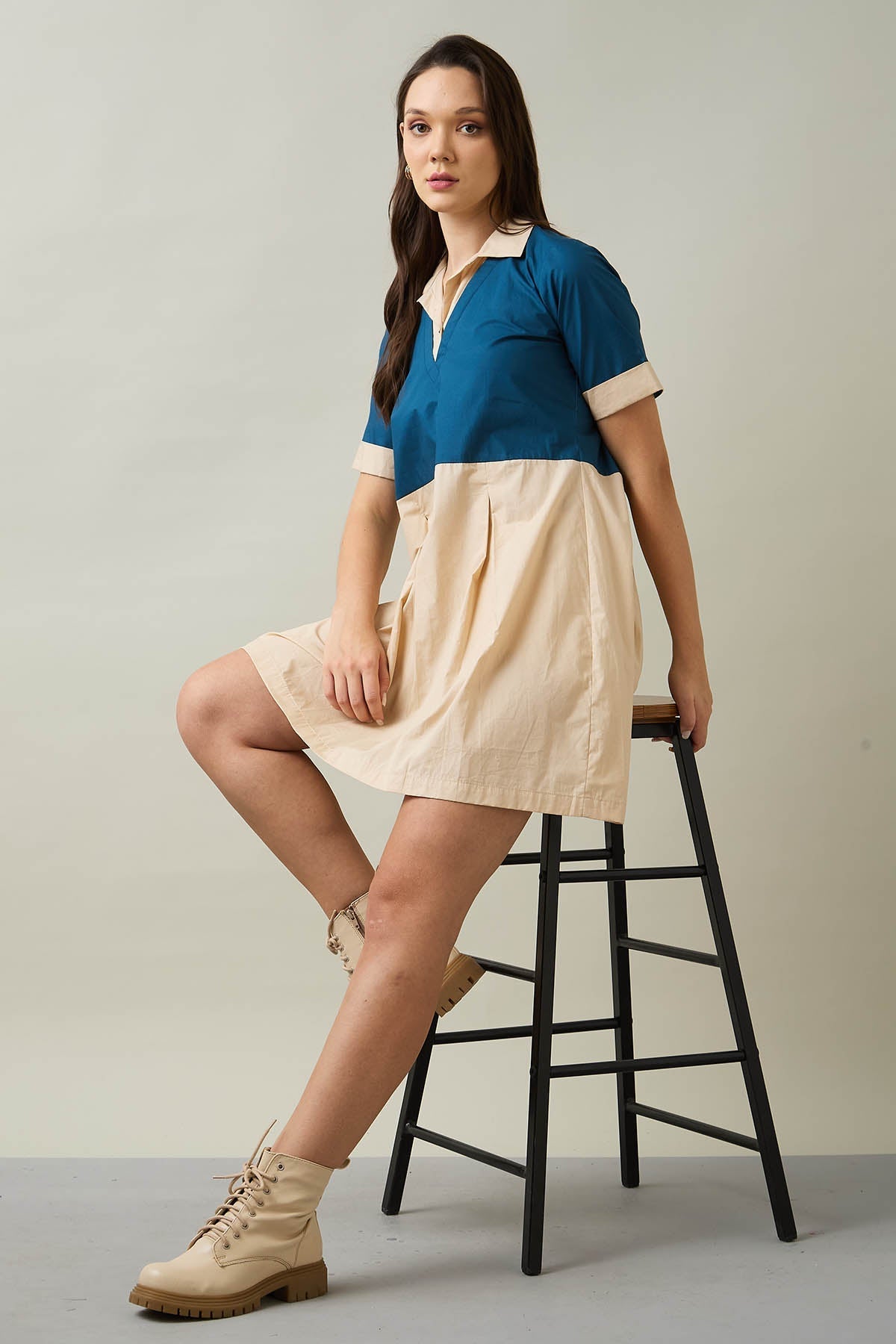 Buy Collar Colour Block Mini Dress by SNEHA B
