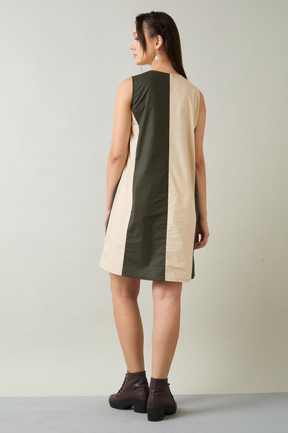 Colour Block Sleeveless Dress