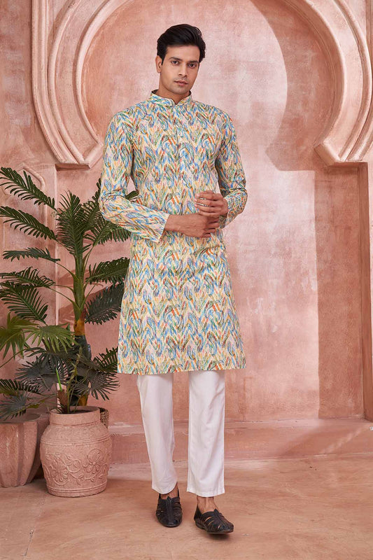 Cotton Printed Multicolor Kurta