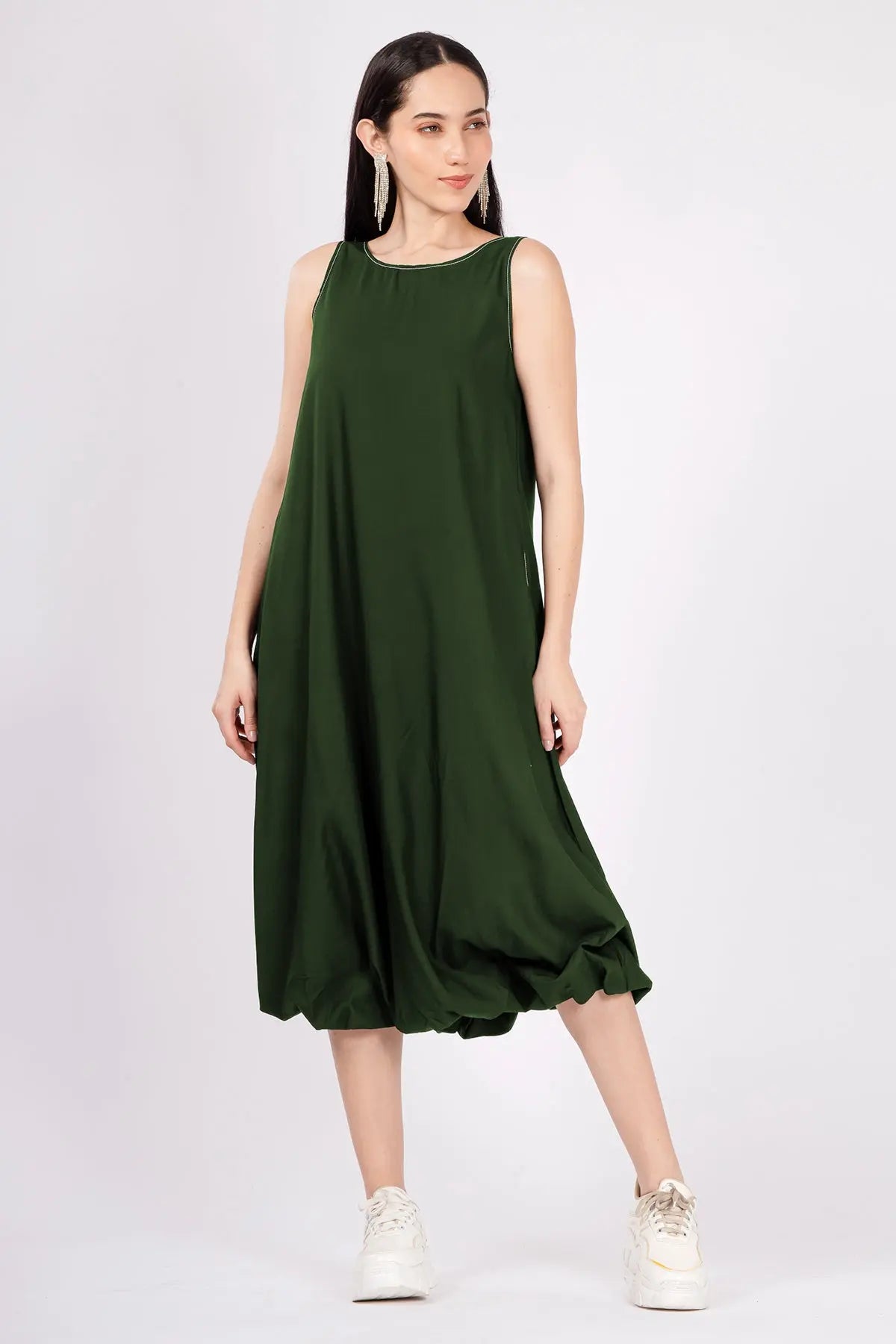 Dark Green Bamboo Cotton Dress SNEHA B