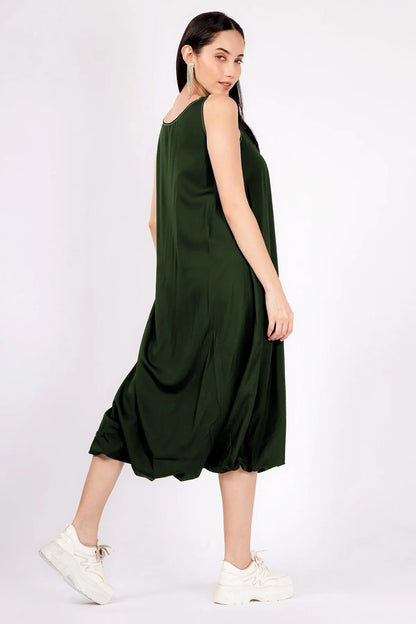 Dark Green Bamboo Cotton Dress SNEHA B