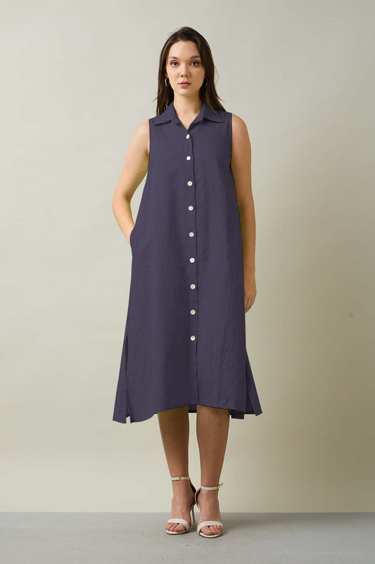 Buy Dark Grey Collared Shirt Dress by SNEHA B