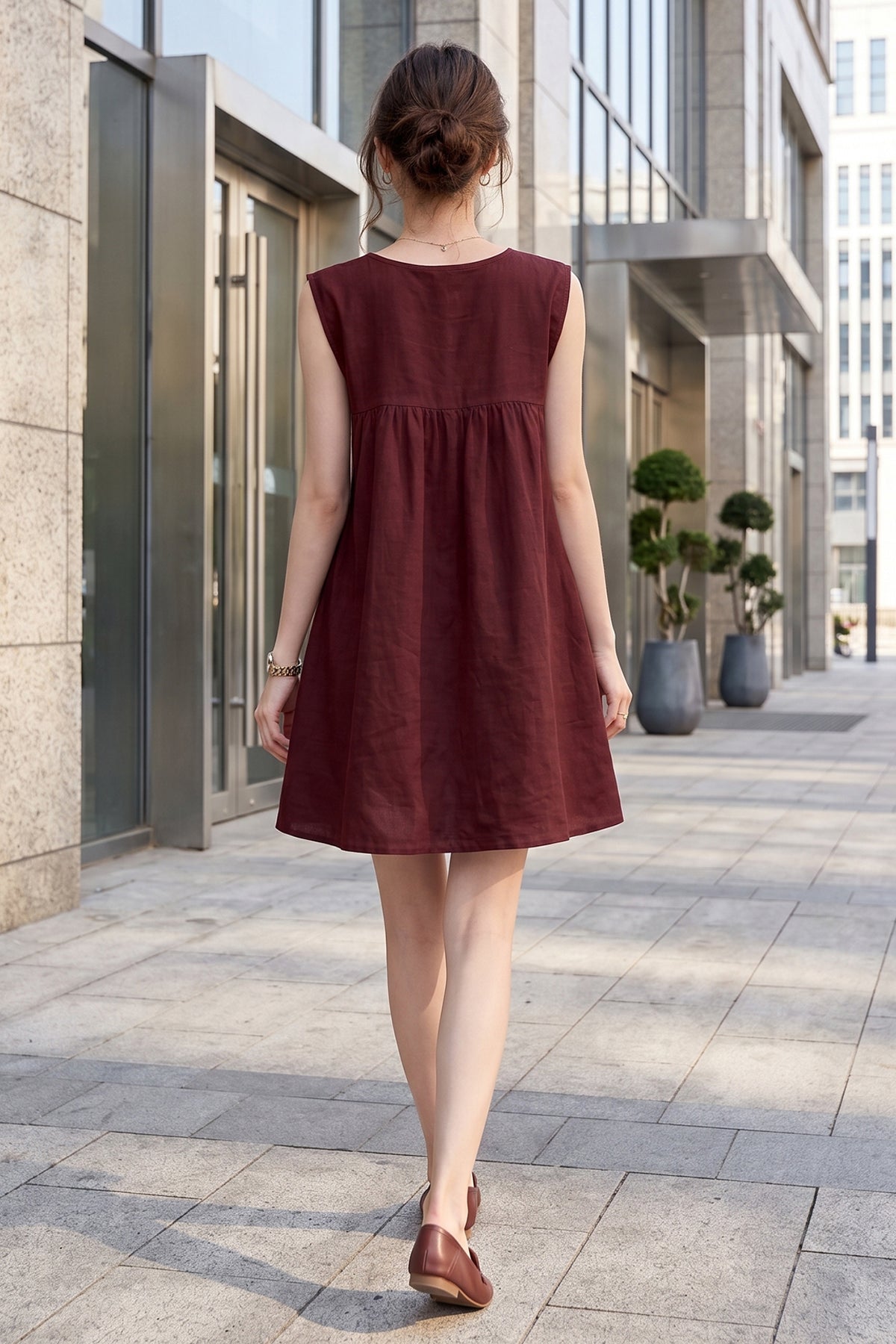 Deep Wine Gathered Mini Dress