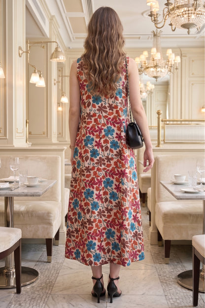 Floral Print A-Line Maxi Dress