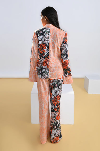 Floral Colour Block Lace Shirt