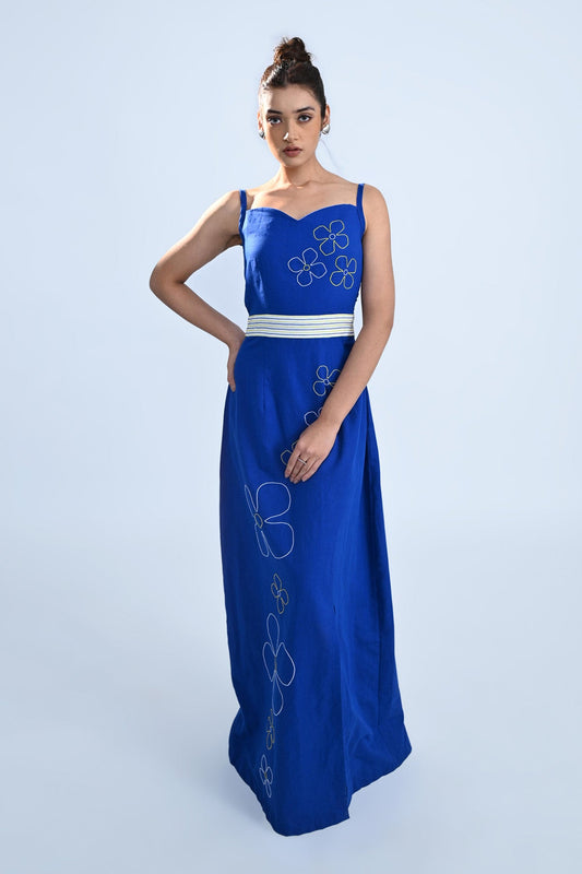 Floral Embroidered Gown Dress