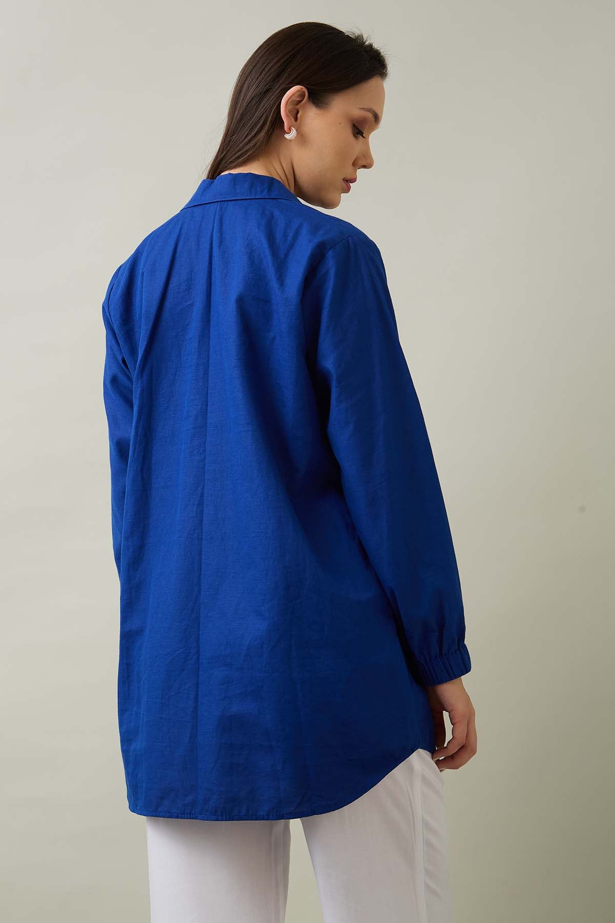 Girl Embroidered Cotton Linen Shirt