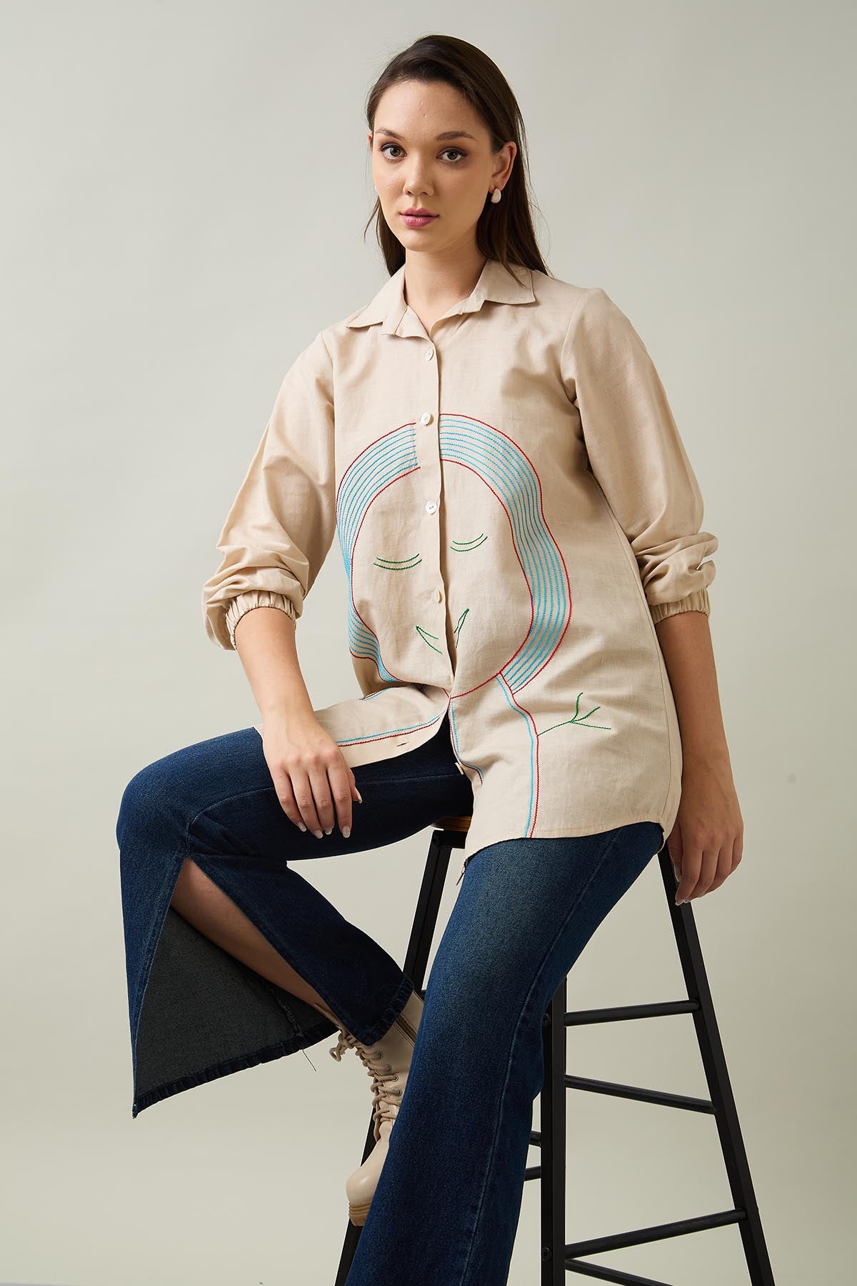 Girl Portrait Embroidered Shirt