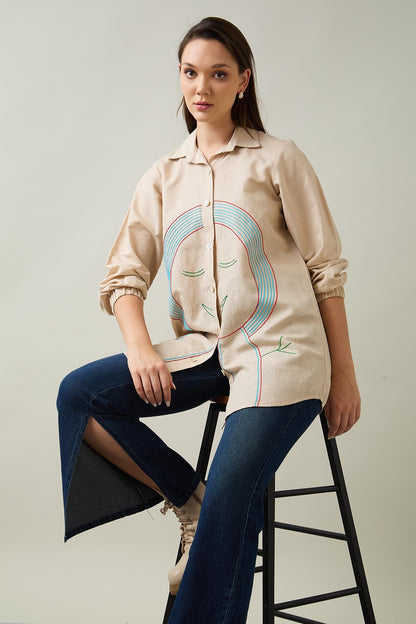 Girl Portrait Embroidered Shirt