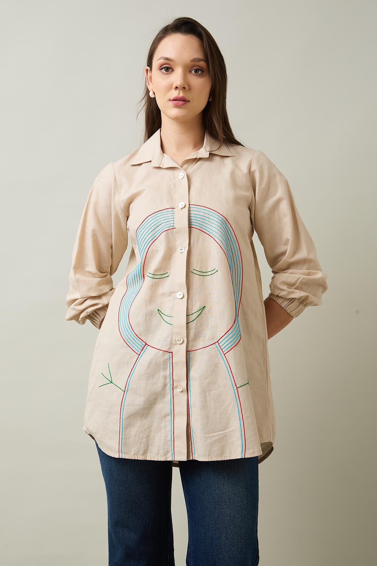 Girl Portrait Embroidered Shirt