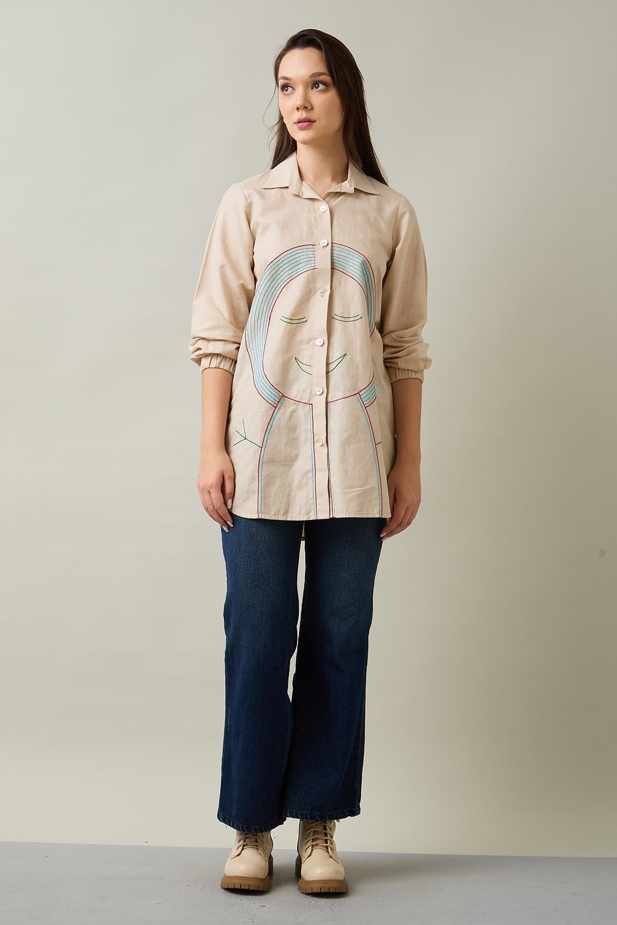Girl Portrait Embroidered Shirt