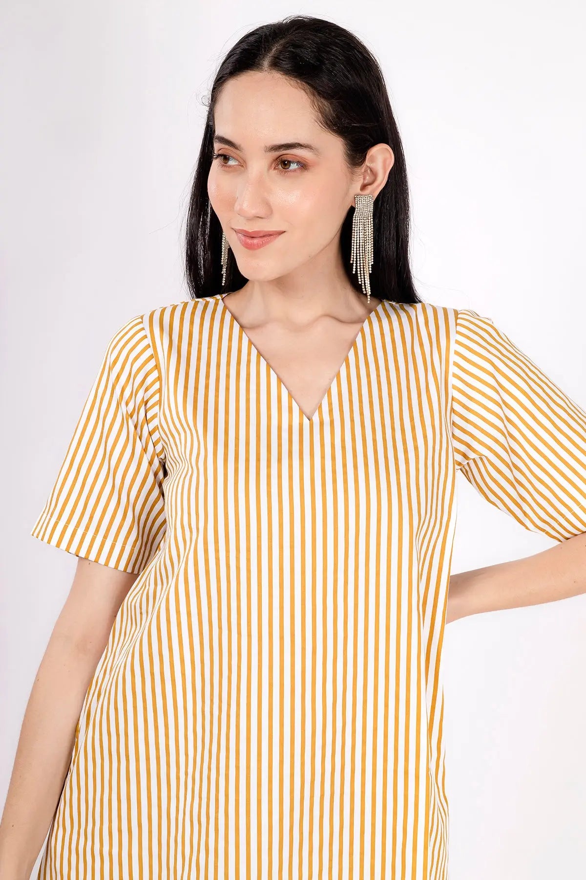 Gold Stripes Cotton Mini Dress SNEHA B