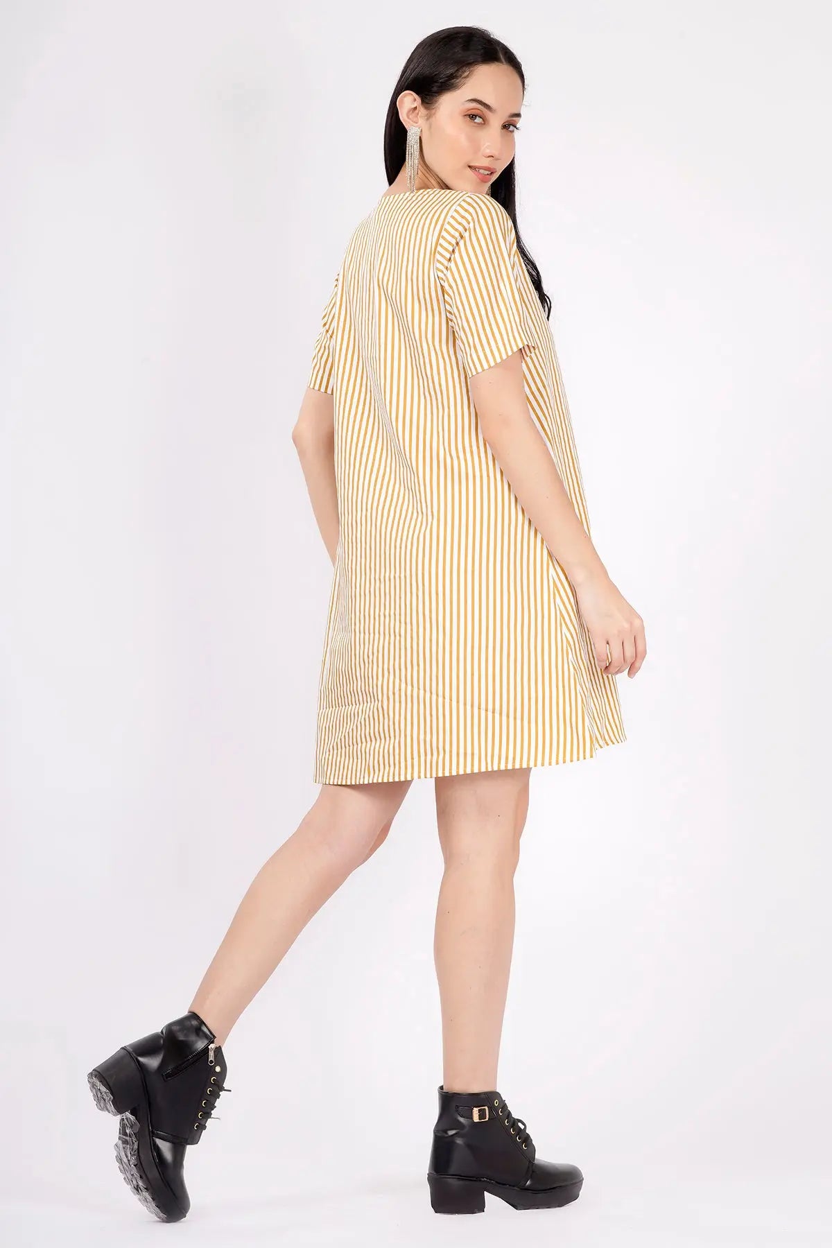 Gold Stripes Cotton Mini Dress SNEHA B