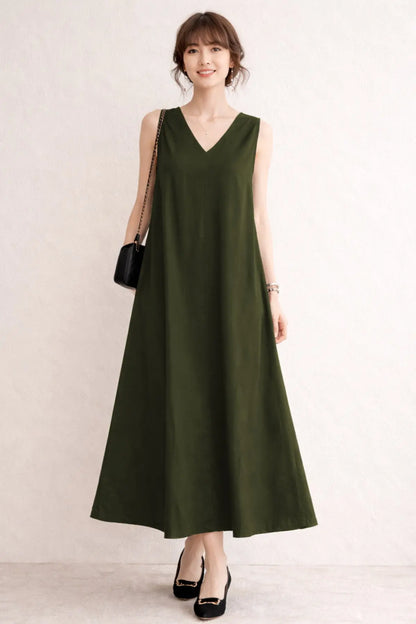 Shop Green A-Line Cotton Maxi Dress for women by SNEHA B