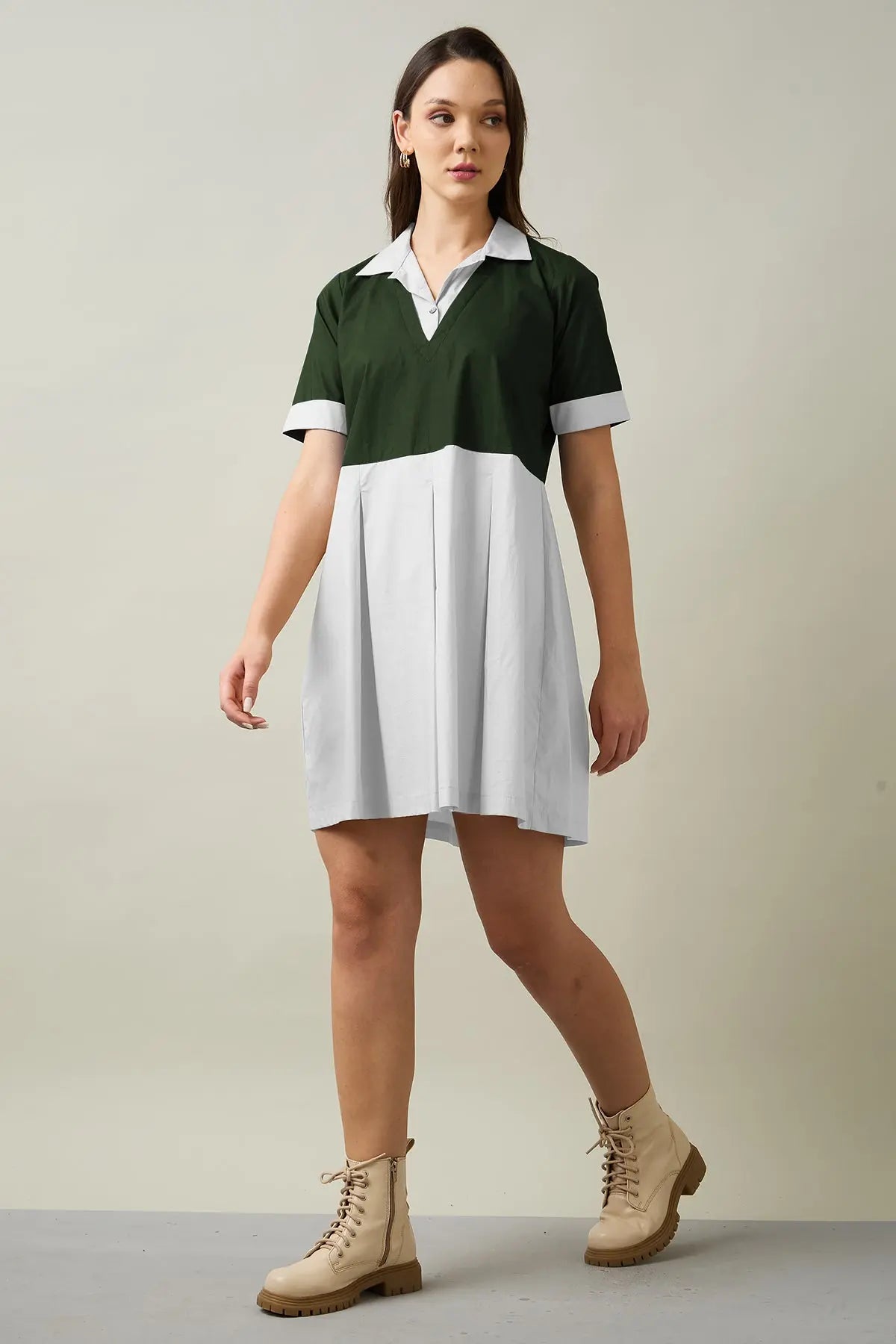 Green & Chalk Colorblock Dress SNEHA B