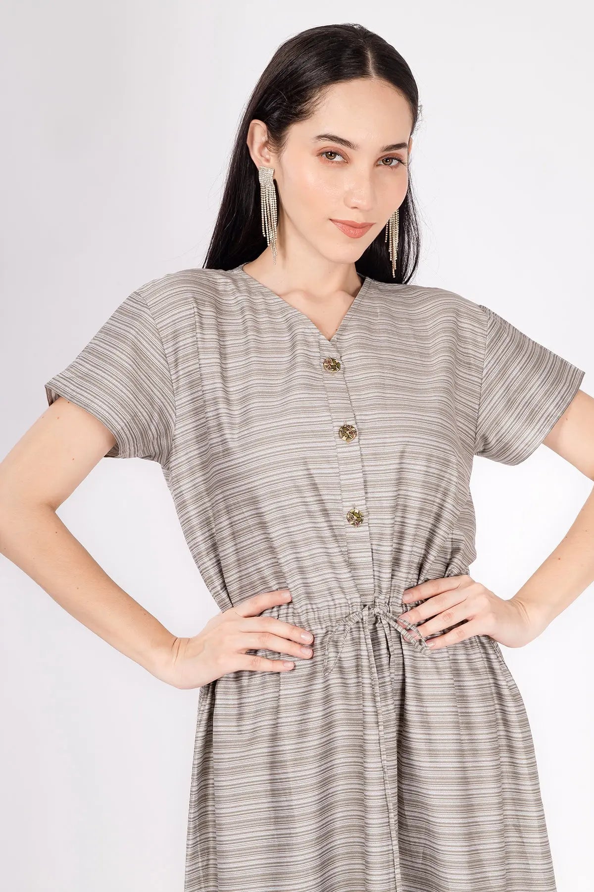 Green Umber Drawstring Dress SNEHA B