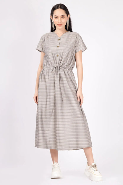 Shop Green Umber Drawstring Dress by SNEHA B