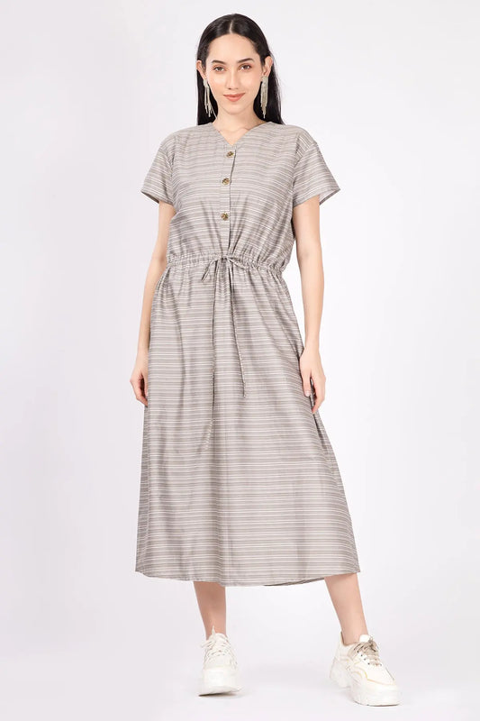 Shop Green Umber Drawstring Dress by SNEHA B